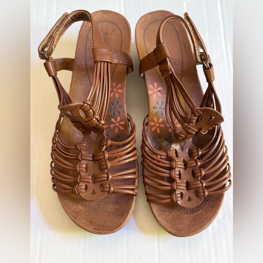 BareTraps Brown Braided T-Strap Slingback Sandals